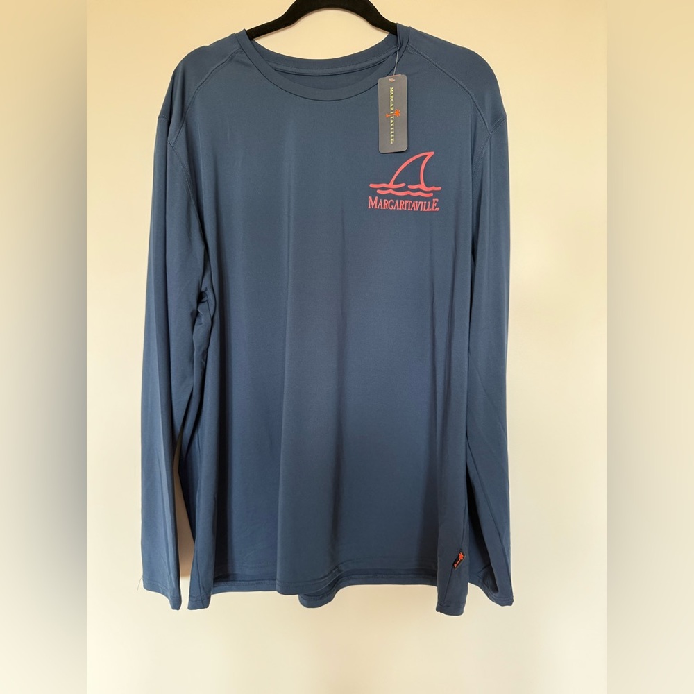 NWT Margaritaville Blue Shirt with Coral Logo XXL UPF, WATER RESISTANT
